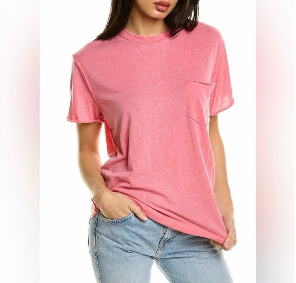 Free People X We The Free Vella Pocket Burnout Oversized Tee coral M NEW